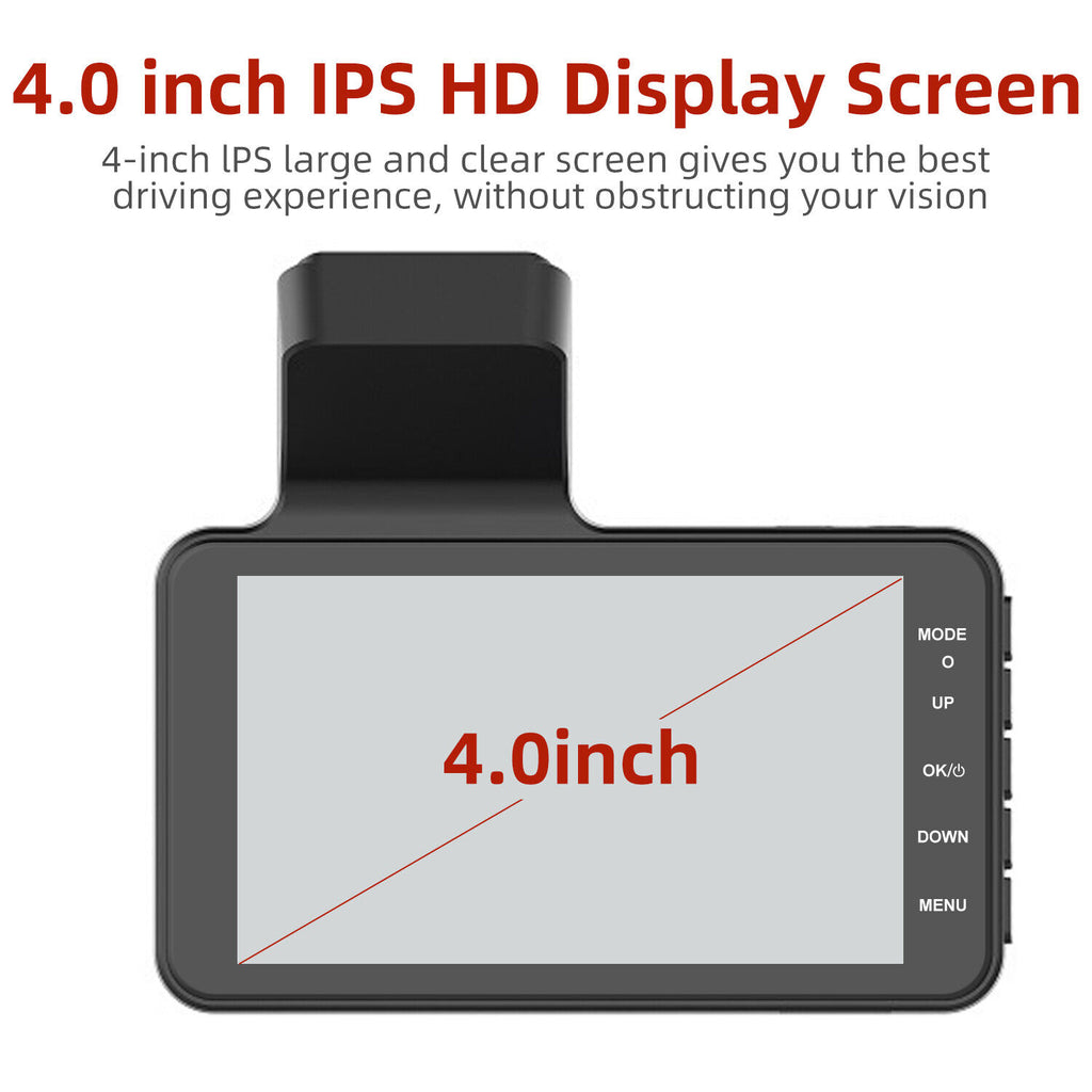 4  In Car Camera Recorder DVR Dual Front And Rear HD 1080P Dash Cam Night Vision