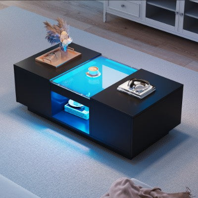 LED Coffee Table For Living Room,  With Storage and LED Lights