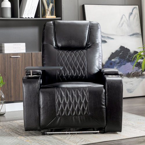 Electric Recliner Chair With USB Charge Port, 360 Swivel Tray Table, Hand In-Arm Storage, Cup Holders, Ambient Lighting