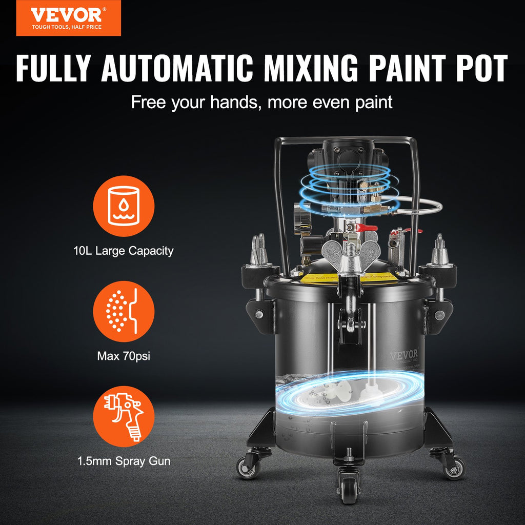 Spray Paint Pressure Pot, 10 L,2.5 Gal Fully Automatic Stirring Pressure Pot Tank