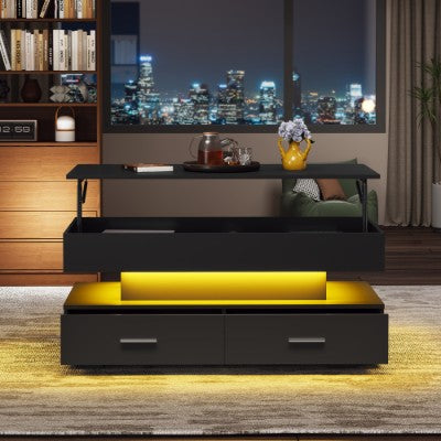 Hydraulic Lift Top Coffee Table, LED Coffee Tables