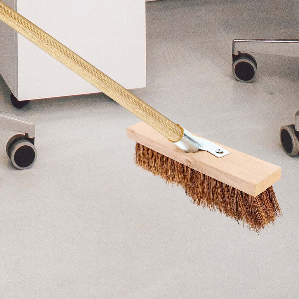 Stiff Garden Wire Broom Head Handle Heavy Duty Large Outdoor Sweeping Yard Brush
