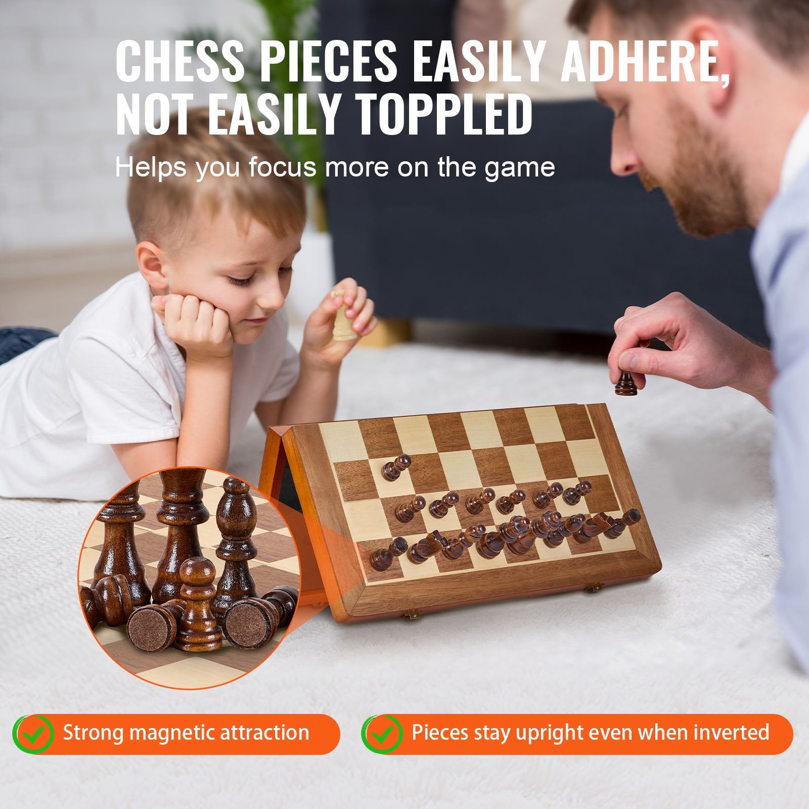 Magnetic Wooden Chess Set, 15 Inch/38.1 Cm 2-IN-1 Chess Checkers Game Set, Folding Chess Board Games For Adults Kids, 2 Queens Portable Travel Gift Chess Set For Tournament Professional Beginner
