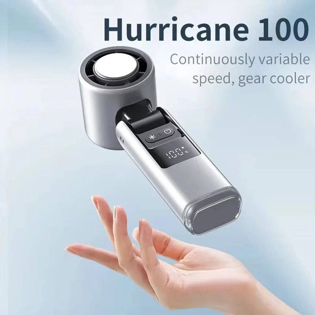Violent Ice Cooling Fan Handheld Portable Fan Rechargeable Speed Ice Cooling Handheld Small Fan High Speed Folding Neck Type Fan Random Color