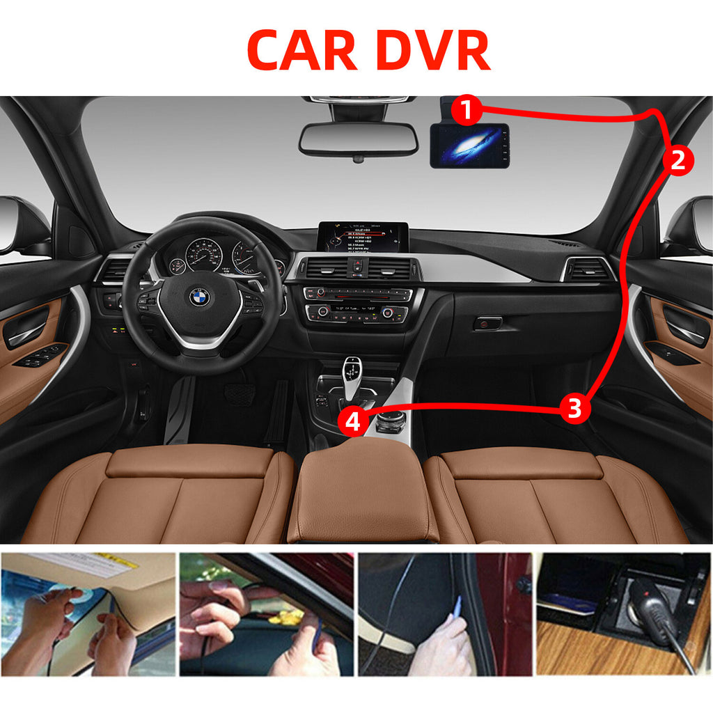 4  In Car Camera Recorder DVR Dual Front And Rear HD 1080P Dash Cam Night Vision