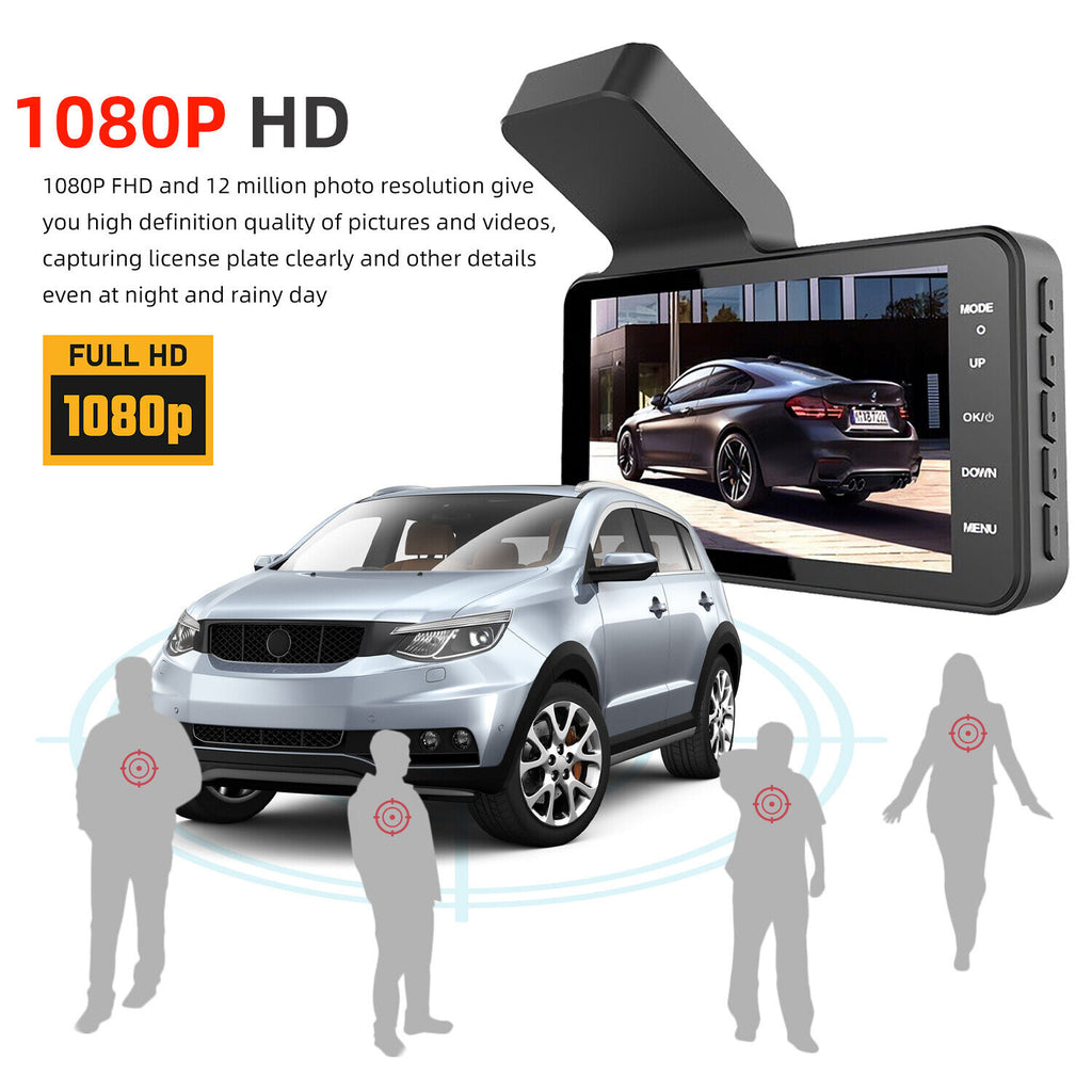 4  In Car Camera Recorder DVR Dual Front And Rear HD 1080P Dash Cam Night Vision