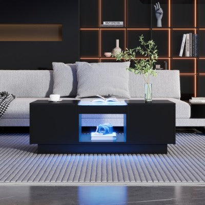 LED Coffee Table For Living Room,  With Storage and LED Lights