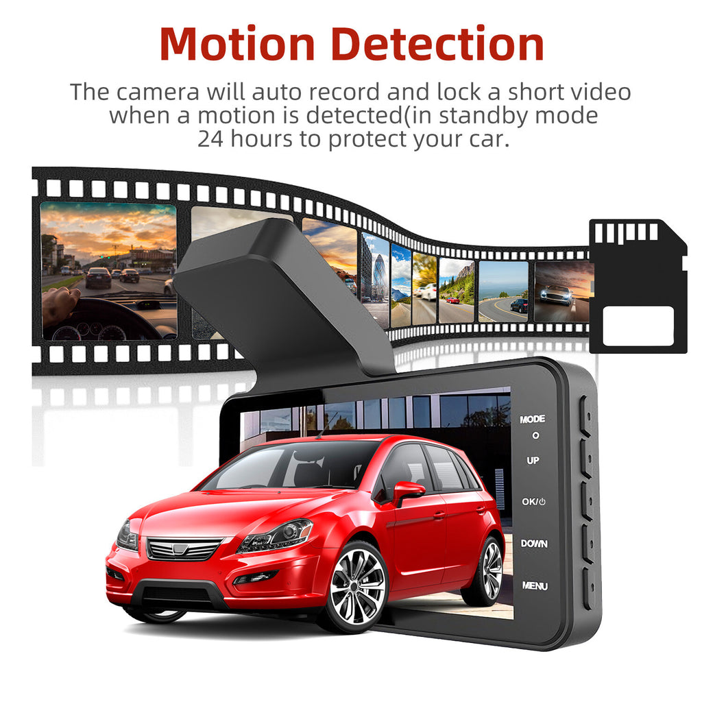4  In Car Camera Recorder DVR Dual Front And Rear HD 1080P Dash Cam Night Vision