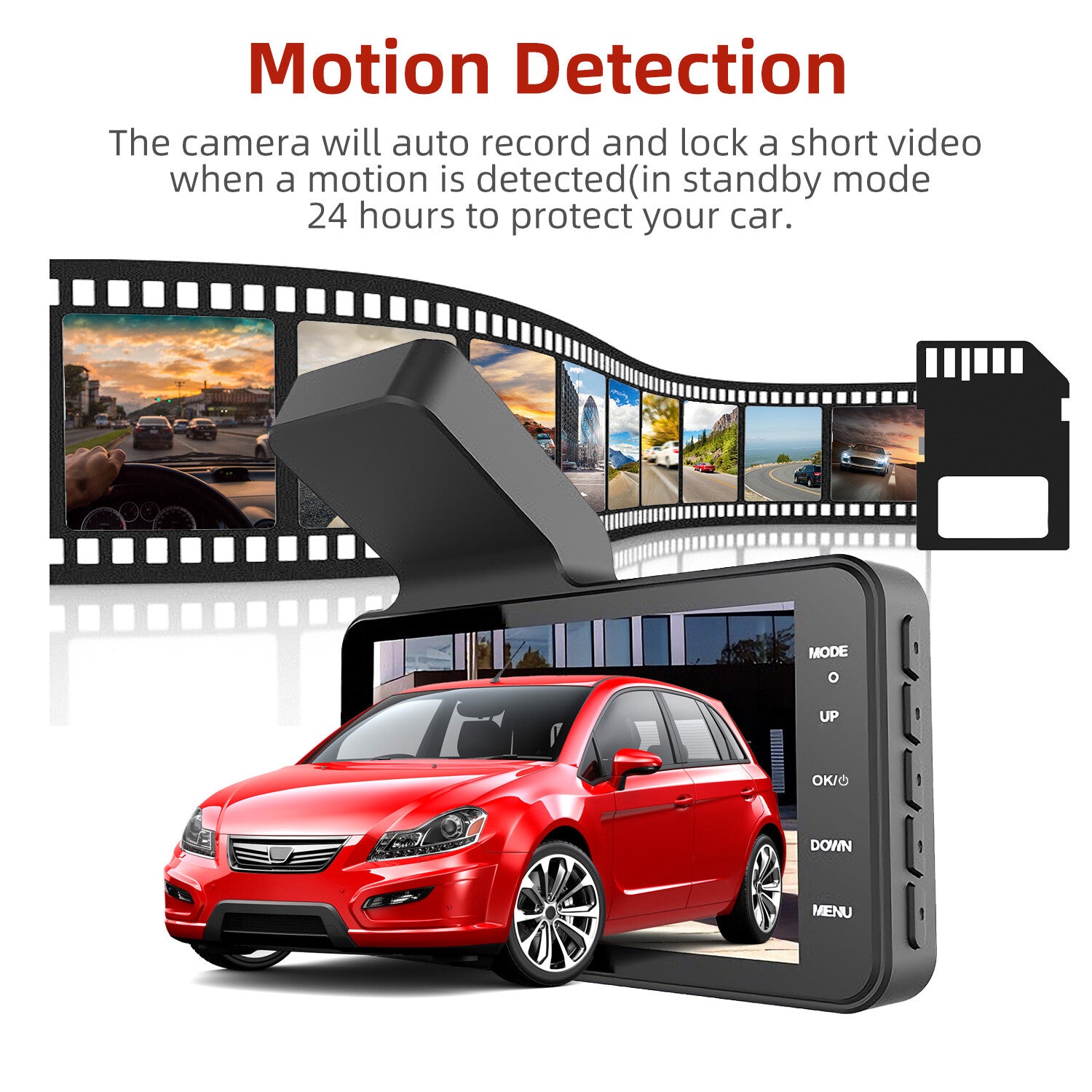 4  In Car Camera Recorder DVR Dual Front And Rear HD 1080P Dash Cam Night Vision