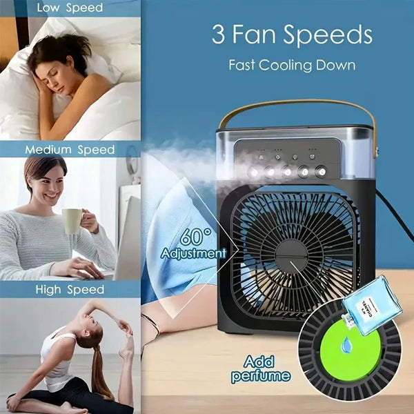 3 In 1 Fan Air Conditioner Small Water Air Cooler LED Lights Air Cooling Fan