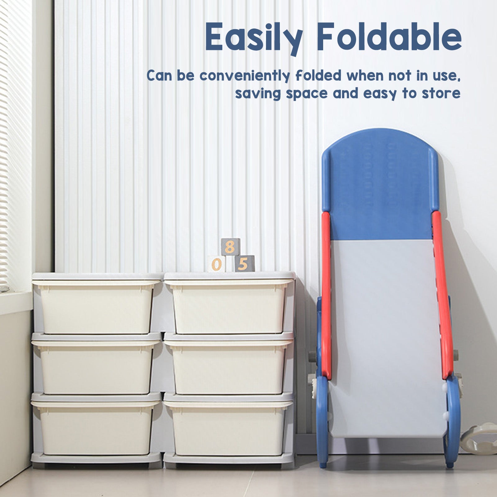 Toddler Indoor Slide For 0 To 3 Years Old  Foldable Slide With Basketball Hoop