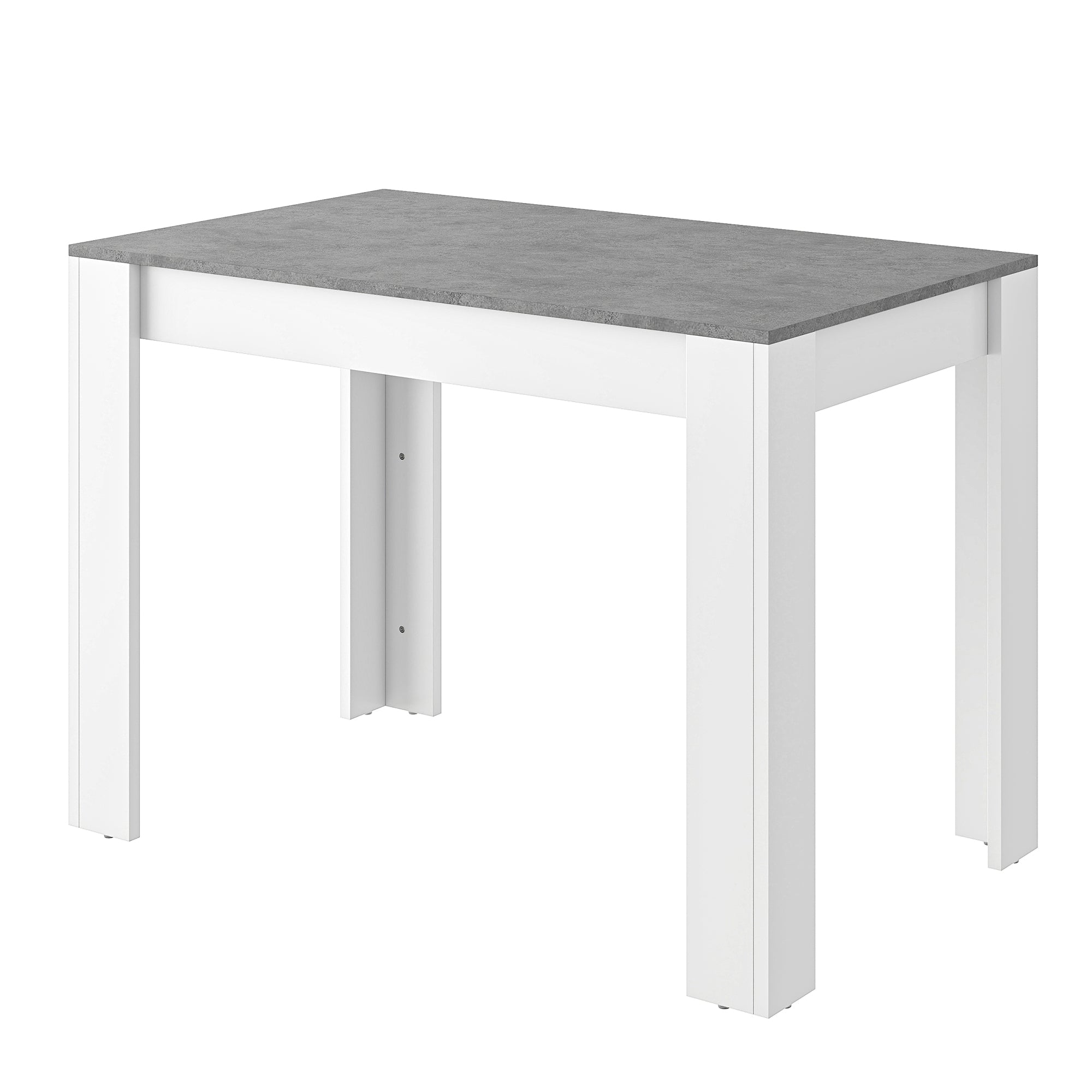 Dining Table With 2 Benches Dining Table Set For Kitchen, Dining Room, Small Space Artificial Marble Grey And White