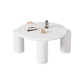 White Round Coffee Table,Wooden Painted Coffee Table,Tea Table, Cute Wooden Modern Center Table With 4 Legs For Bedroom Apartment, Living Room, Farmhouse