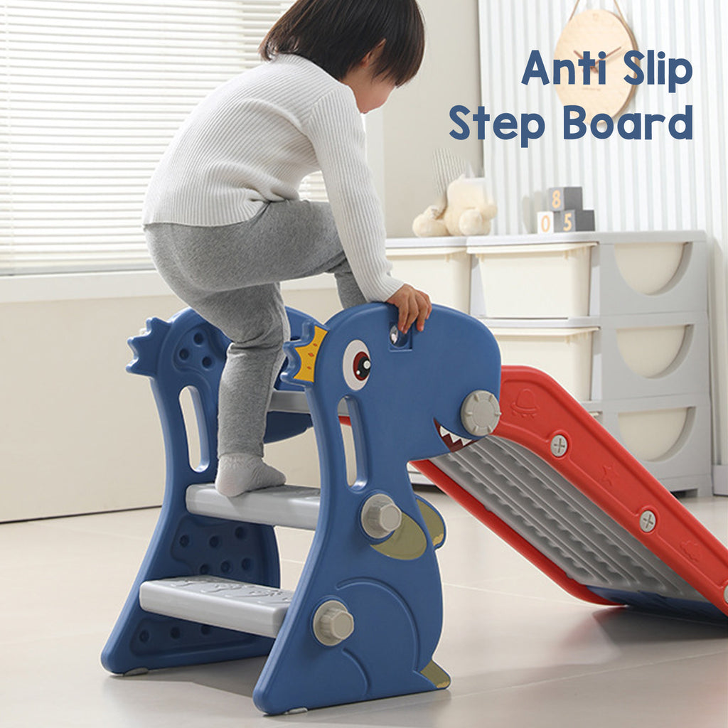 Toddler Indoor Slide For 0 To 3 Years Old  Foldable Slide With Basketball Hoop