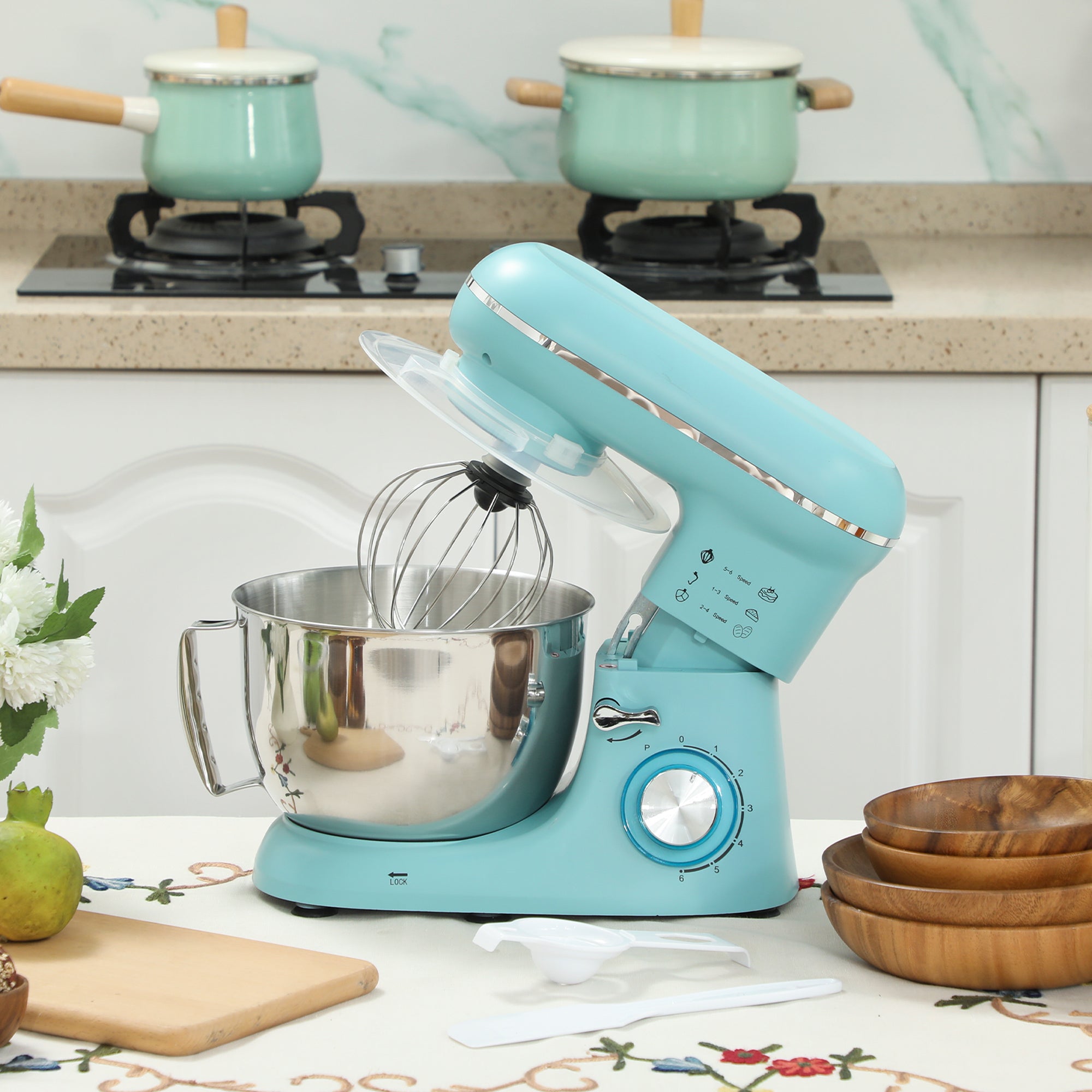 1300W Kitchen Stand Mixer, With Accessories - Blue