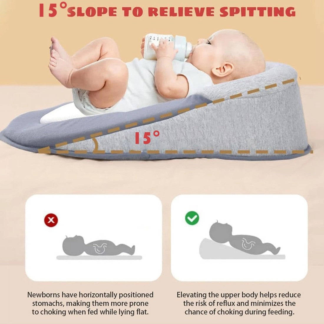 Baby Bed Acid Reflux With Strap, Baby Bed For Reducing Spit-Up, Anti Reflux HOT--58 X 38 X 17cm