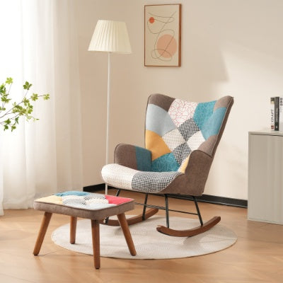 Rocking Chairs, Leisure Chairs, Front And Rear Rocking Chairs With Splicing, Living Room Chairs, Leisure Chairs With Footrest
