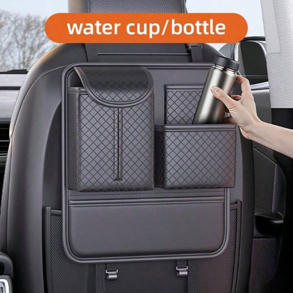 Car Organiser Bag Multi Pocket Black Leather  Holder Back Seat Storage Tidy