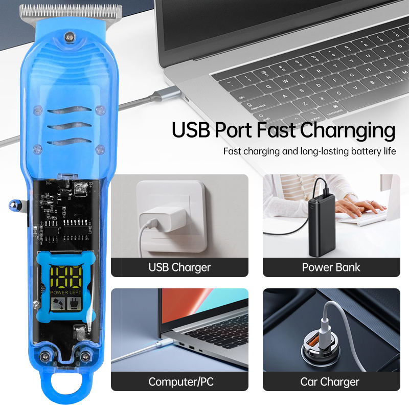 Transparent Electric Men's Beard Trimmer, Cordless Hair Clipper