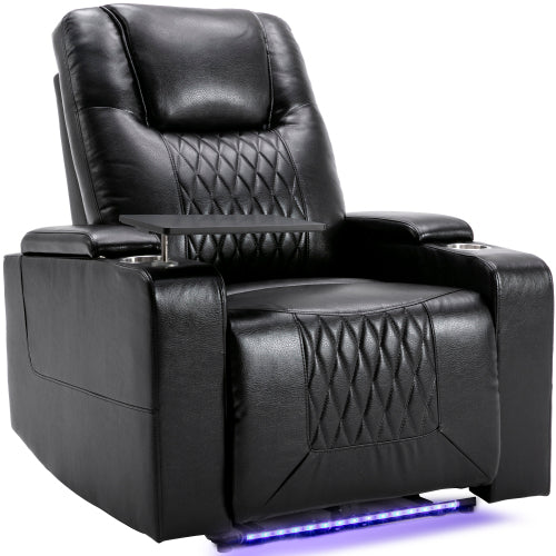 Electric Recliner Chair With USB Charge Port, 360 Swivel Tray Table, Hand In-Arm Storage, Cup Holders, Ambient Lighting