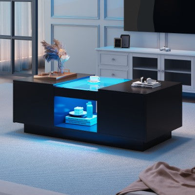 LED Coffee Table For Living Room,  With Storage and LED Lights