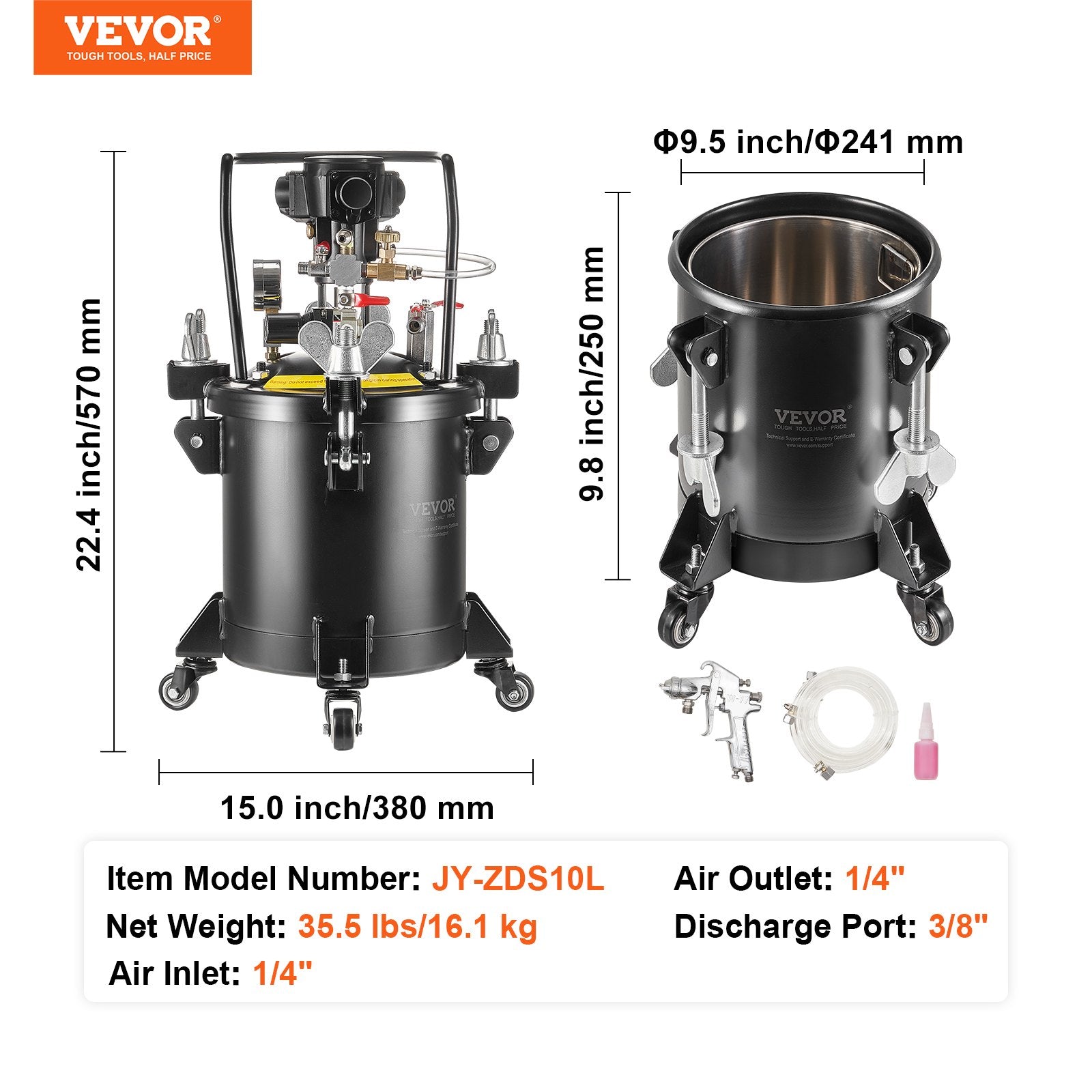 Spray Paint Pressure Pot, 10 L,2.5 Gal Fully Automatic Stirring Pressure Pot Tank