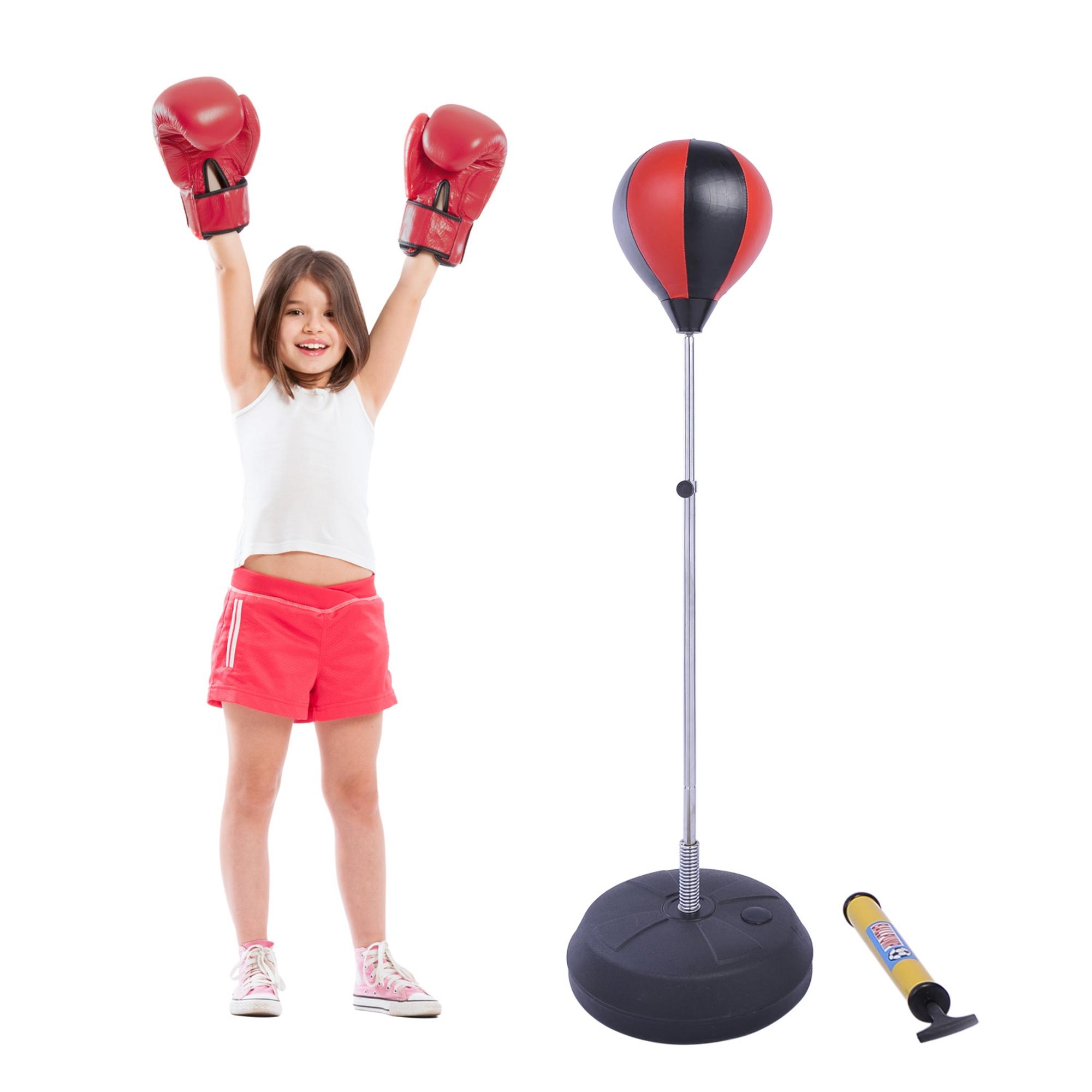 Punching Bag With Stand, 126-144 Cm Height Adjustable Boxing Set Free Standing Speed Bag With Gloves And Air Pump For Teenagers Home Gym Workout