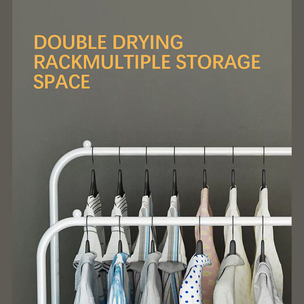 Heavy Duty Double Clothes Rail Hanging Rack Garment Display Stand Storage Shelf