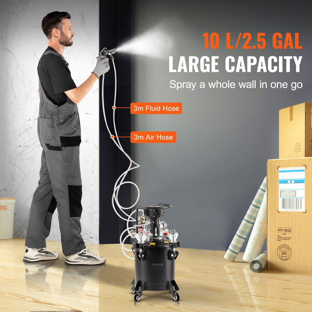 Spray Paint Pressure Pot, 10 L,2.5 Gal Fully Automatic Stirring Pressure Pot Tank
