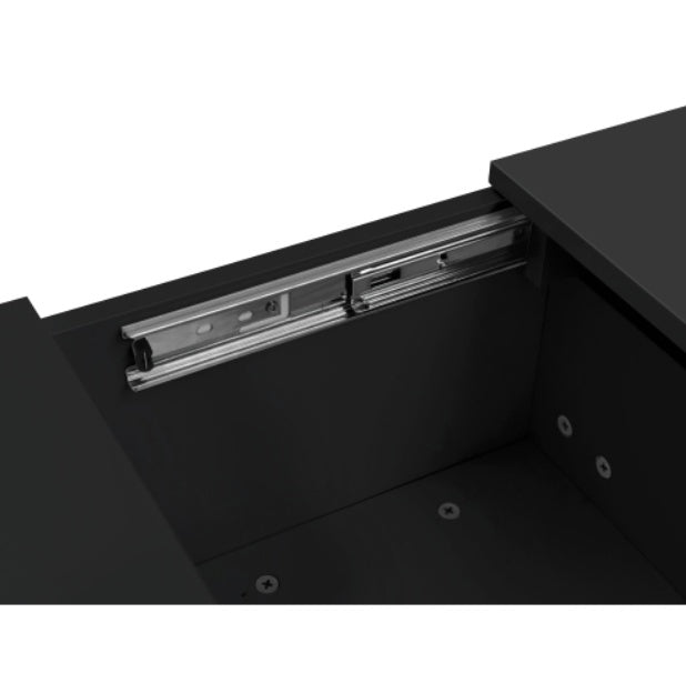 Coffee Table, Black High-Gloss Living Room Table With Push-Pull Storage Structure, Double-Sided Drawers
