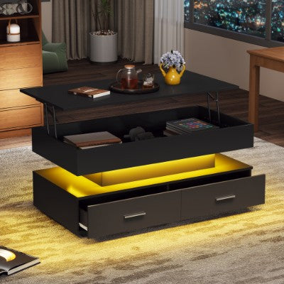 Hydraulic Lift Top Coffee Table, LED Coffee Tables