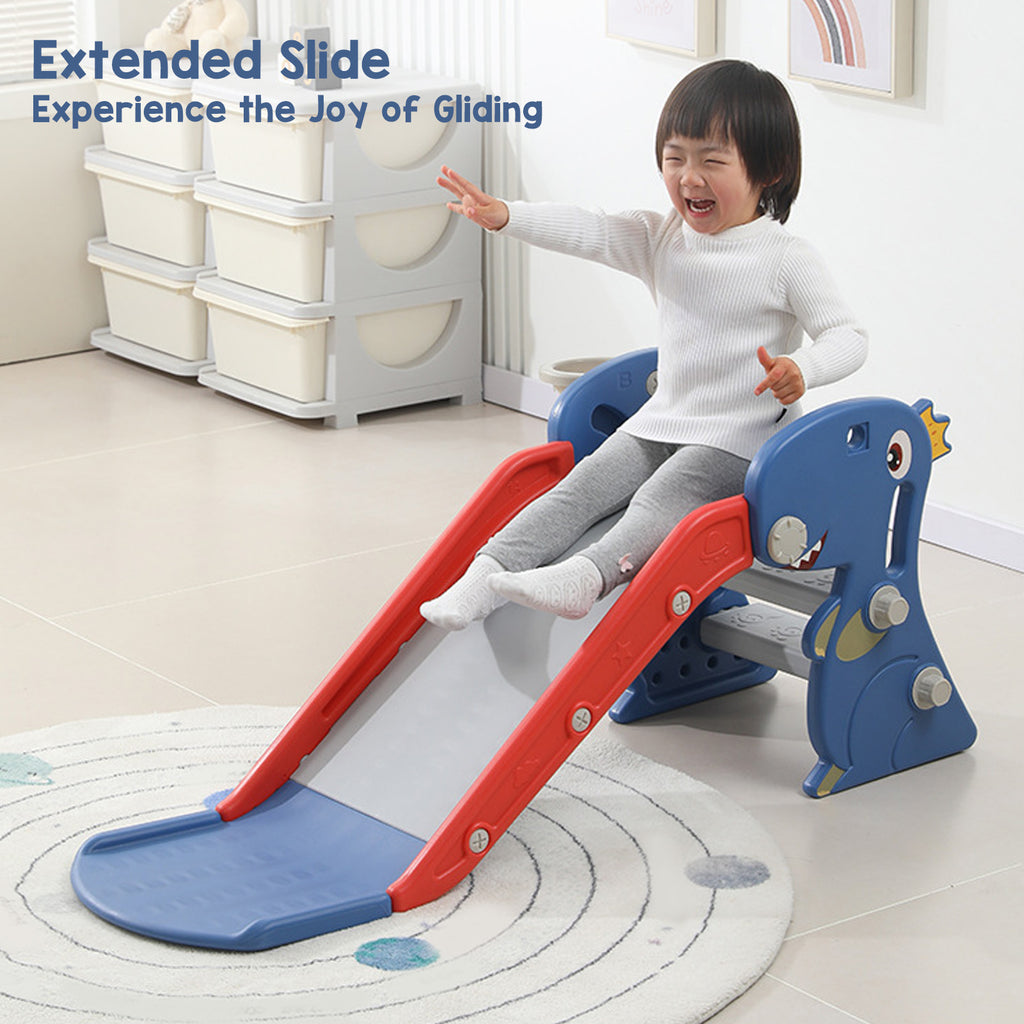 Toddler Indoor Slide For 0 To 3 Years Old  Foldable Slide With Basketball Hoop