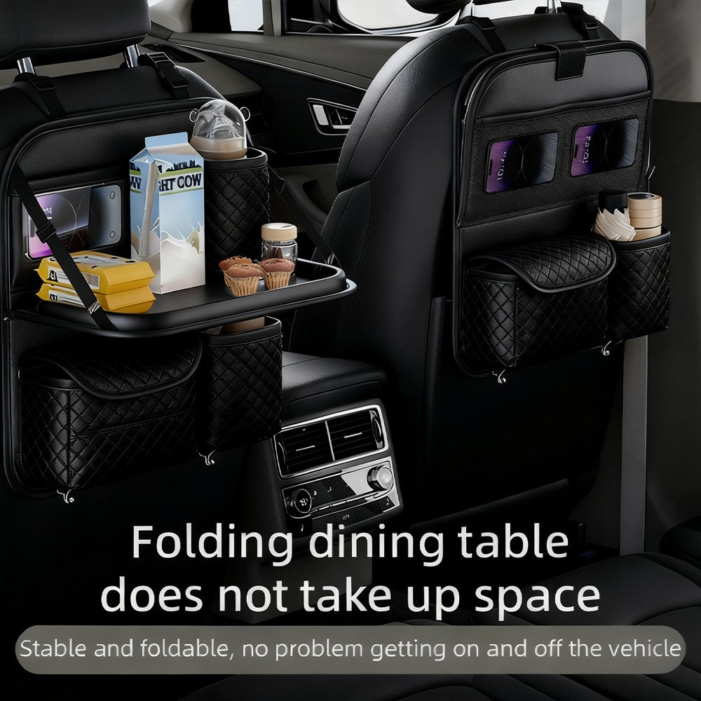 Car Organiser Bag Multi Pocket Black Leather  Holder Back Seat Storage Tidy