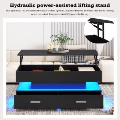 Hydraulic Lift Top Coffee Table, LED Coffee Tables