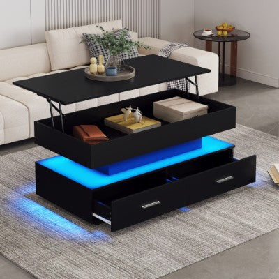 Hydraulic Lift Top Coffee Table, LED Coffee Tables