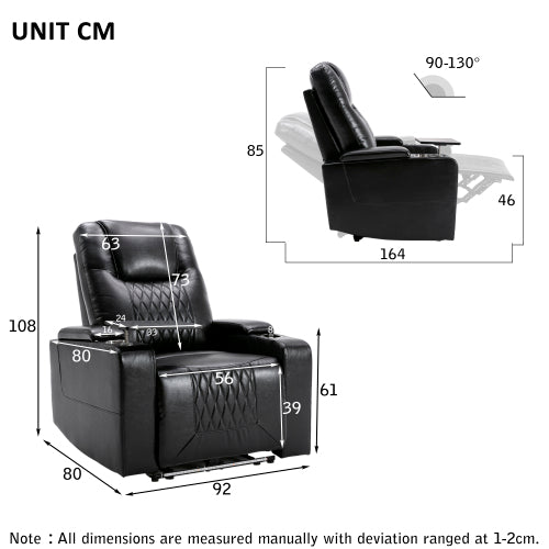Electric Recliner Chair With USB Charge Port, 360 Swivel Tray Table, Hand In-Arm Storage, Cup Holders, Ambient Lighting
